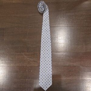 BRAND NEW MEN'S HERVE PARIS MILAN ITALY 100% SILK BLUE GREY SILVER NECK TIE $110